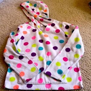 GIRLS SIZE 7 polka dot hooded fleece jacket